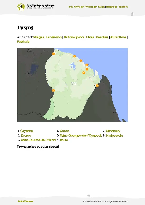 example page 6 from our offline Travel Guide for French Guiana